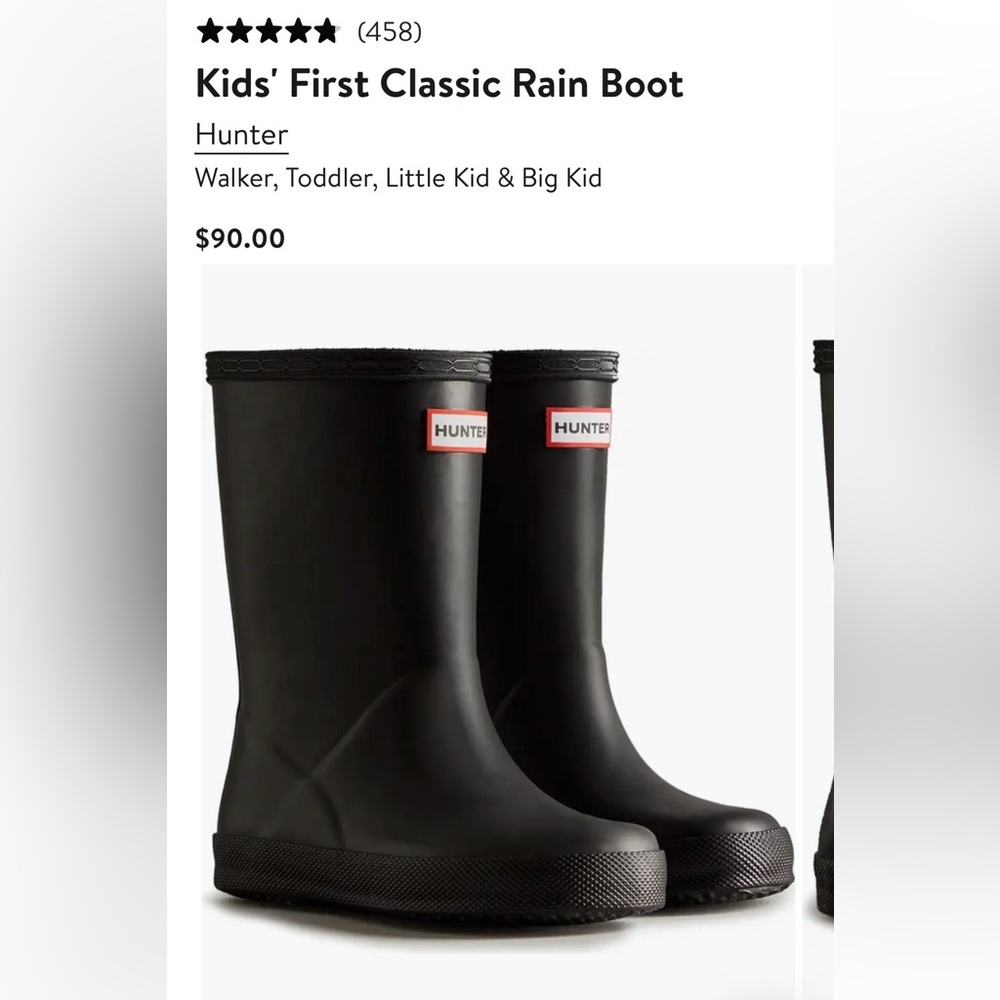Kids Hunter Classic Black Waterproof Boots